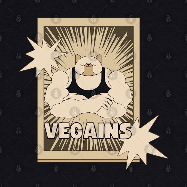 Vegains Strong Funny Vegan Power Pun by veganspace